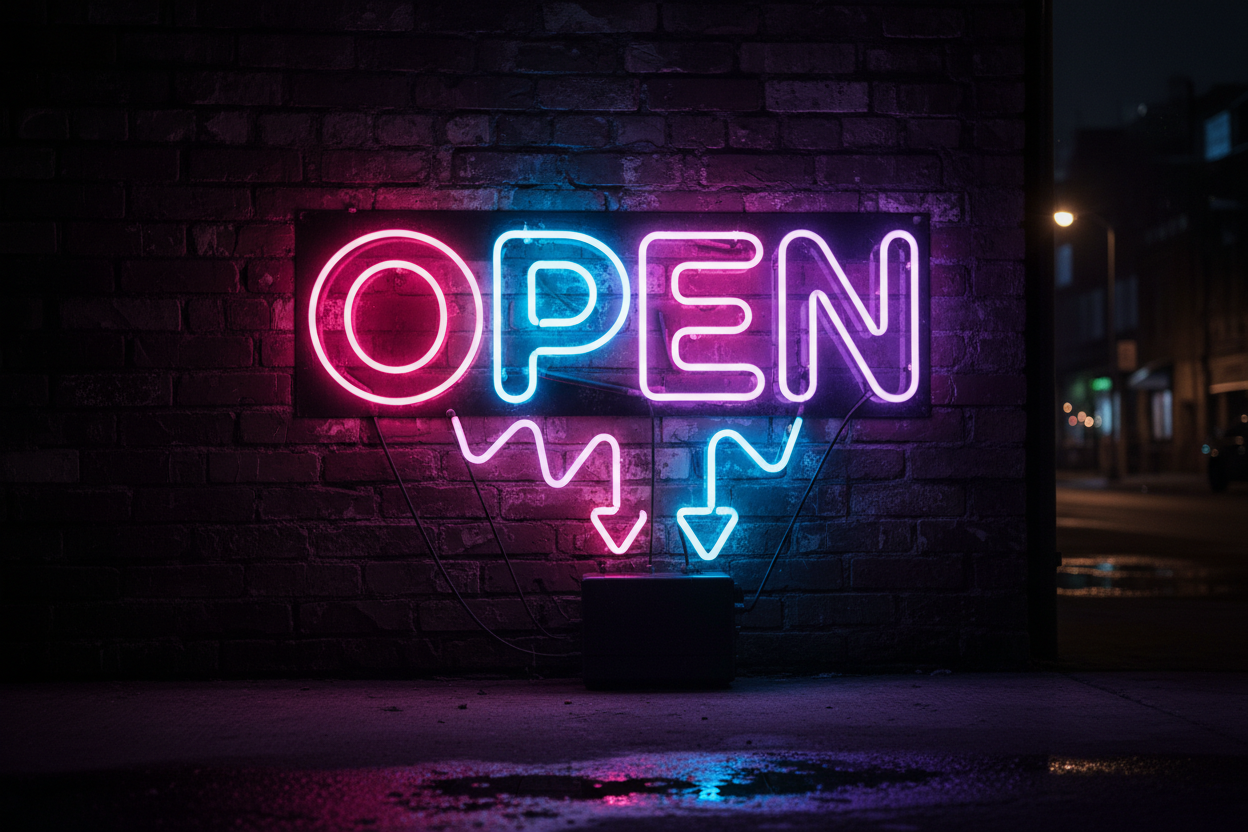 90s neon open sign